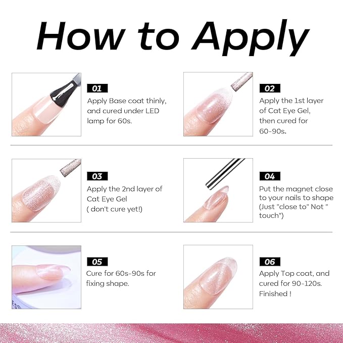 modelones Pink Cat Eye Gel Polish, 15 ML Glitter Holographic Jelly Glass Cat Eye Summer Light Rose Funny Bunny Color Shimmer Reflective Translucent U v Gel Magnetic Nail Polish Top Coat for Women Girl