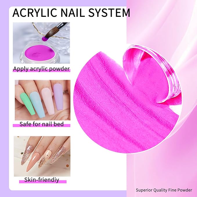 Nail Acrylic Powder Set 18 Colors DIY Nail Art Acrylic for Nails Sparkling AcrylicNails Great for Home Manicure Professional Quality Nail Art Supplies