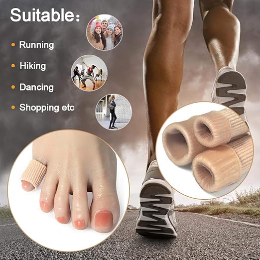 Cuttable Toe Tubes Sleeves 5 Pack Small Size, Made of Elastic Fabric Lined with Silicone Gel. Toes Sleeve Protectors Relief Toe Pressure Pain, Corn and Calluses Remover