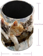 Leather Pen Holder for Desk, Sleeping Cat Pencil Cup Pen Organizer Makeup Brush - Image 3