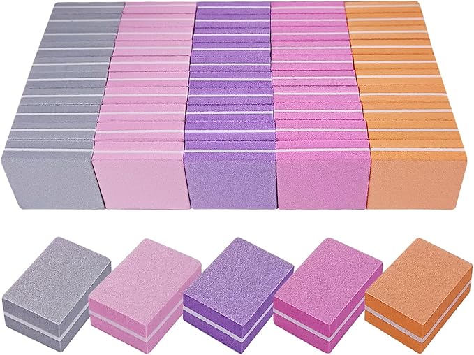 Nail Buffers (50 Pack), Mini Buffer Block Nail File for Acrylic Nails and Natural Nails, 100/180 Grit Nail Buffer Block Bulk Buffing Blocks for Nail Buff Professional Manicure File Blocks Mix Color