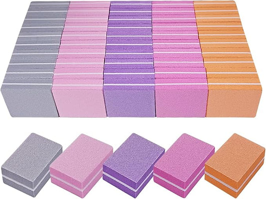 Nail Buffers (50 Pack), Mini Buffer Block Nail File for Acrylic Nails and Natural Nails, 100/180 Grit Nail Buffer Block Bulk Buffing Blocks for Nail Buff Professional Manicure File Blocks Mix Color