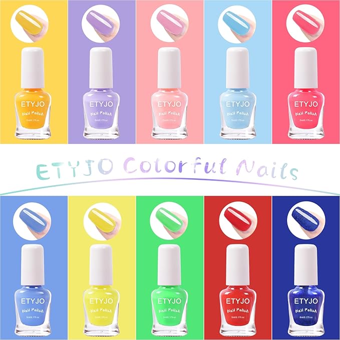 Kids Nail Polish - Quick Dry Non-Toxic Nail Polish Set 10 Colors Water Based Peel Off Nail Polish Kit for Girls Age 3+ Gift