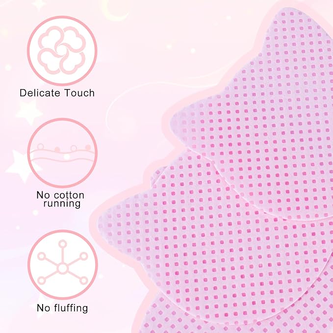 MEKK Lint Free Nail Wipes 800PCS Cat Shape - Super Absorbent Non-Woven Gel Nails Wipes for Nail Polish Remover and Eyelash Extension Glue, Convenient and Hygienic (Pink)