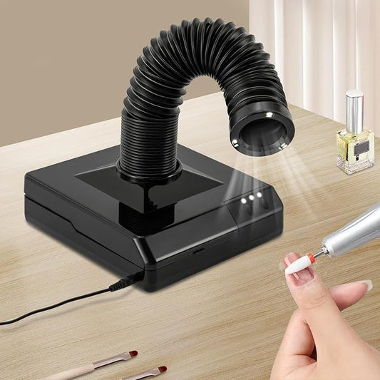Nail Dust Collector, 60W Dental Polishing Dust Collector with Fan and LED Dual Function Low Noise Dust Suction Machine with Large Caliber Vacuum Cleaner Hose(2.4 In) for Dental Lab Nail Salon (Black)