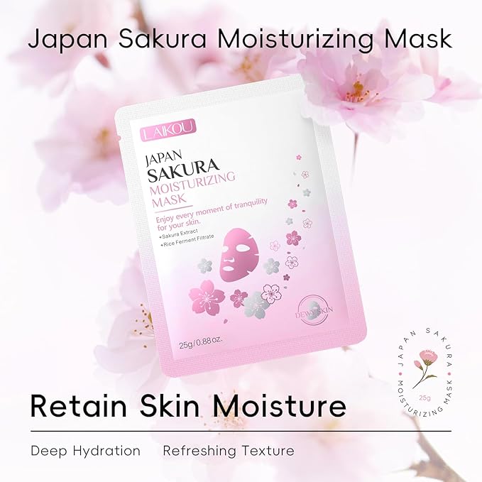 LAIKOU Face Mask, Korean Face Mask, Collagen Mask, Facial Mask for Glass Skin Hydrating, Moisturizing and Firming 25ml/30ml 15pcs