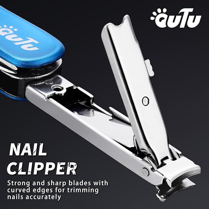 OUTU Keychain Nail Clippers Multitool, 7 in 1 EDC Utility Tool with Nail Clipper, Scissors, Manicure Sets Gifts for Him Men Husband Dad Boyfriend (Blue)