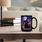 Hyturtle Personalized Halloween Black Cat Mug, Custom Name Gift - Image 6