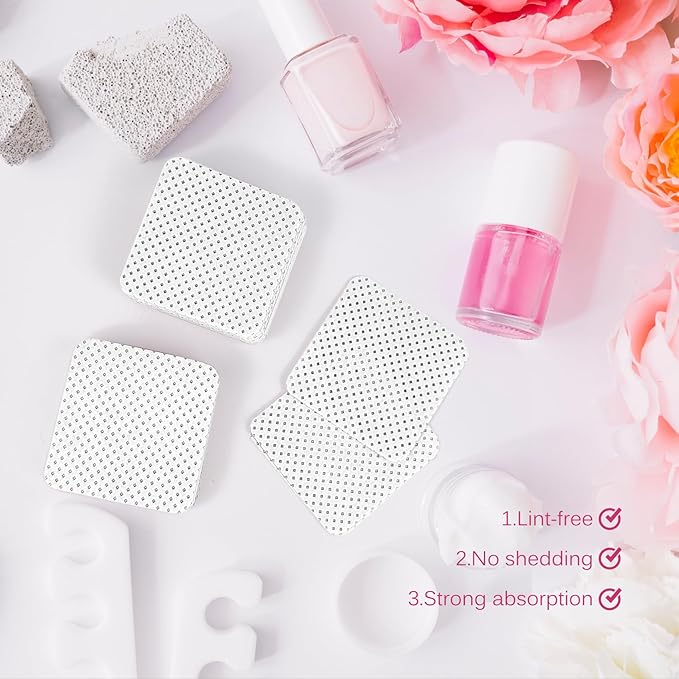 150 Pcs Lint Free Nail Wipes, Non-Woven Nail Polish Remover Pads Nail Polish Wipes for Nail Polish Removal Eyelash Extensions DIY Nail Art Supplies (White)