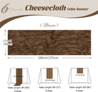 6 Pack Brown Cheesecloth Table Runner, 17 x 108 inch, Semi Sheer Boho Cheese - Image 3