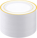 PULOTE 100PCS Gold Plastic Plates by PULOTEpartywareWesupplyproductsandyouenjoylife