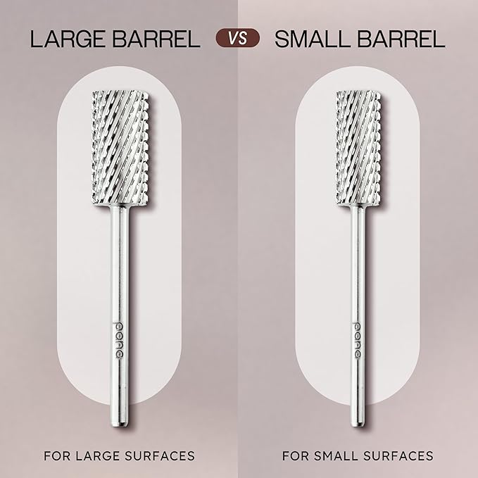 PANA Professional 3/32" Shank Size - Flat Top Large Barrel Silver Carbide Bit Extra Coarse Grit - Nail Drill Bit for Dremel Machine