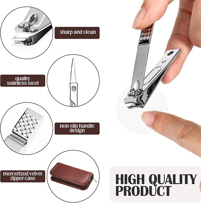 Coume 48 Set Christmas Men Gift Bulk Nail Care Kit Stainless Steel 8 in 1 Manicure and Pedicure Set with Travel Case Baby Shower Prizes for Employee Appreciation Teacher Staff Coworkers(Brown Series)