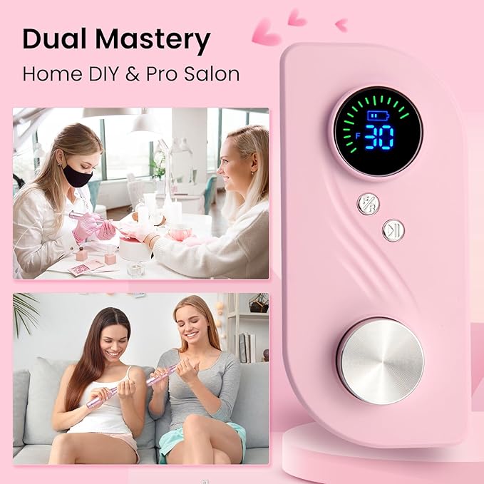 Electric Nail Drill Kit for Beginners Professional Nail Drill Machine for Home Use 40000RPM Portable Quite E-File for Acrylic Nails Polishing& Shaping&Removing with 7 Drill Bits for Home & Salon Use
