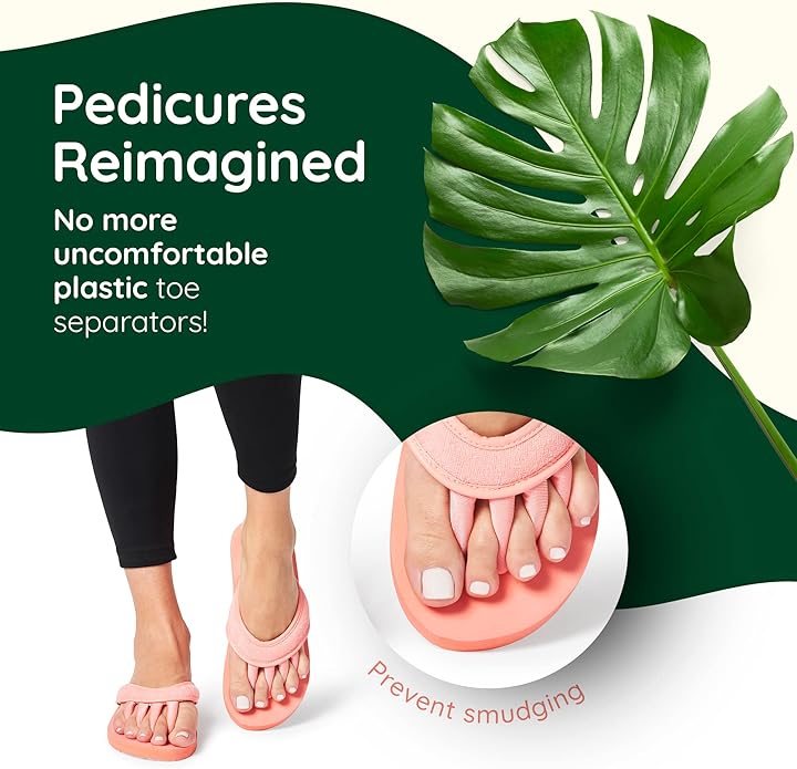 Pedi Couture Pedicure Sandals with Built In Toe Separators for Women - Comfortable Spa Style Flip Flops for Home, Salon, Yoga & Gym Use