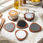 6 Pcs Mid Century Modern Coasters Wood Absorbent Coaster - Image 5