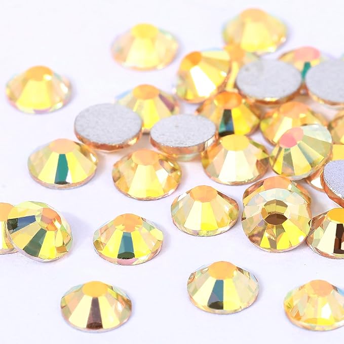 Novani Rhinestones 3000Pcs Flatback Crystal Round Loose Gemstones Glass Rhinestones for Crafts Makeup Nail Art Clothes Shoes DIY Decorations(SS6, 1.9-2.0mm,MetalSunlight)
