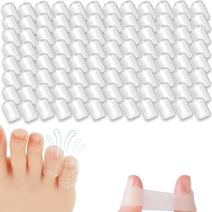 Silicone Anti-Friction Toe Protector, Silicone Toe Protectors, 2024 New Gel Toe Protectors, Breathable Little Toe Covers, Blisters, Calluses, and Corns Protection (100PCS)