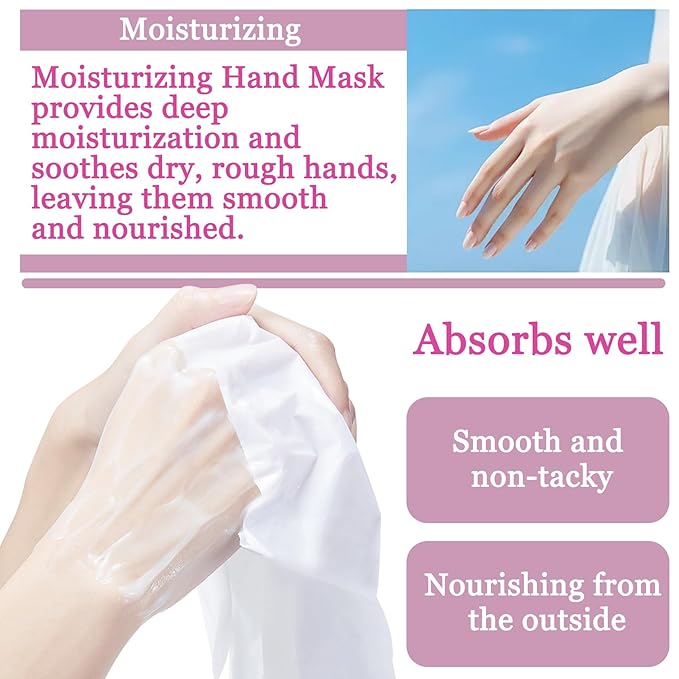 Hydrating Hand Masks, 6PCS Hand Mask Moisturizing Gloves for Men Women, Smooth Long Lasting Soft Exfoliating Hand Peeling Spa Mask Moisturizer Beauty Gift Set for Dry Cracked Rough Dull Hands (B)