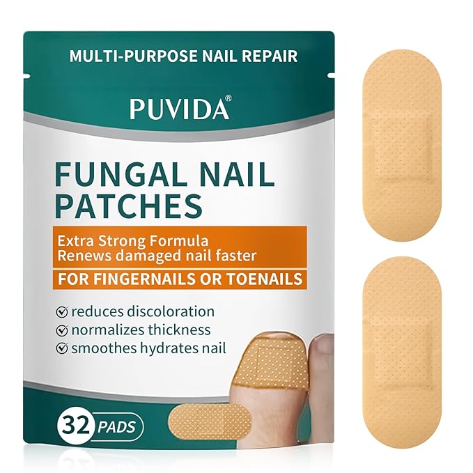32 Pcs Fungal Nail Patches, Toenail Fungus Treatment Extra Strong Formula, Nail Repair for Damaged Nails, Overnight Renewal for Men and Women