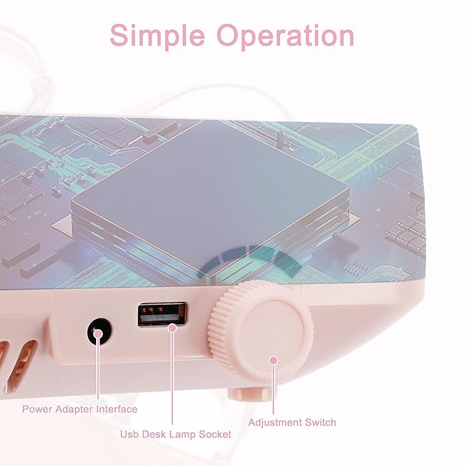 VOCOSTE Nail Dust Collector with Lamp, Nail Vacuum Dust Collector Kit, Low Noise Nail Fan Dust Collector, Dust Collector Nail Tech for Manicure Acrylic Gel Nails Polishing, Pink