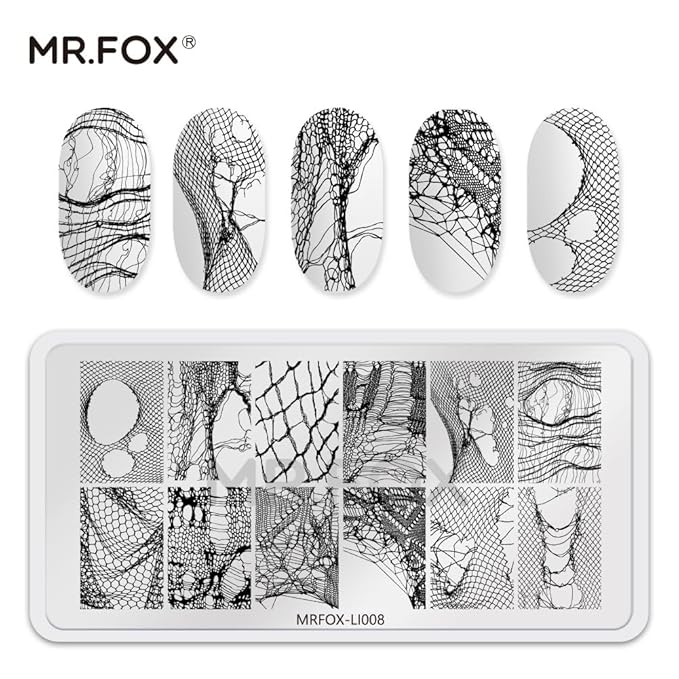 5 Pcs Nail Stencils Plates for Nail Art - Lace Butterfly & Distressed Design, Reusable Stainless Steel Nail Stamping Templates for Manicure
