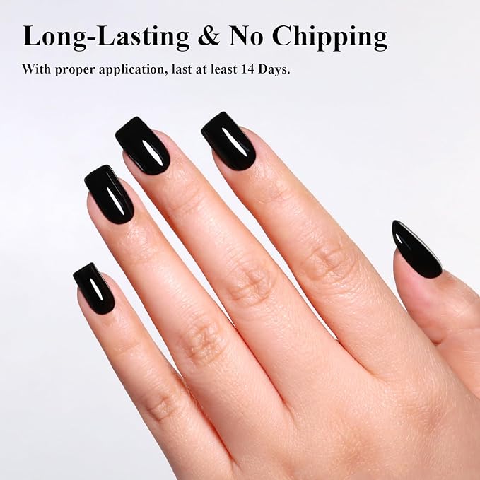 Imtiti Black Gel Polish, Black Gel Polish 3 in 1 One Step Gel Polish Kit, Soak Off LED U V Gel Polish Nail Art Starter Manicure Salon for Women Girls 0.3 Fl Oz