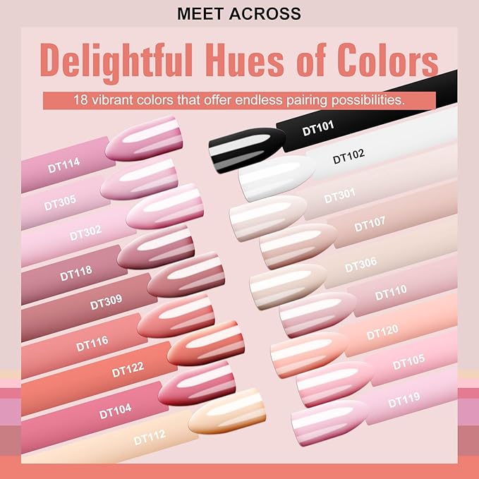 MEET ACROSS 18pcs Gel Nail Polish Set Soak Off UV LED Lamp Gel Nail Polish Kit (SET-1, 18pcs)