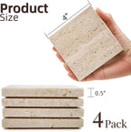 4 Pack Travertine Coaster, Stone Bar Drink Coasters, Limestone Coffee Cup - Image 2