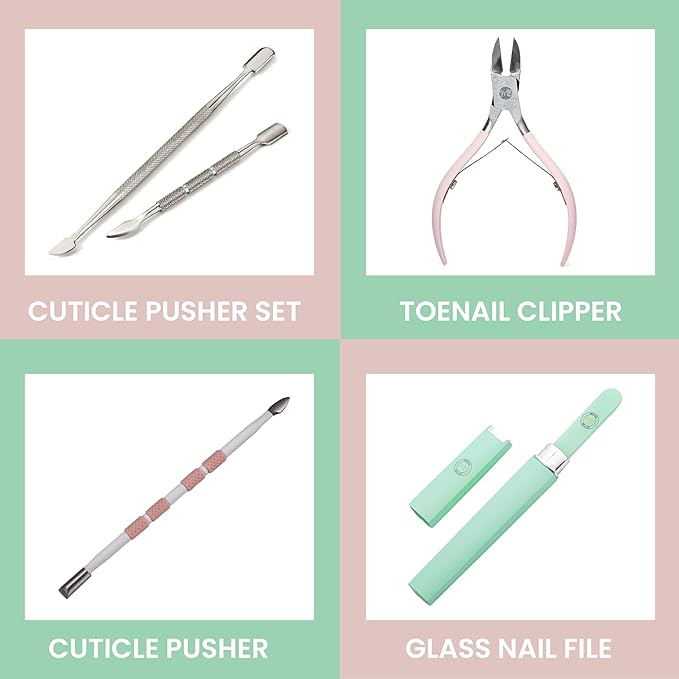 Best Crystal Glass Nail File & Travel Case - Heavy Duty Professional Nail Shaper - Pink 2mm