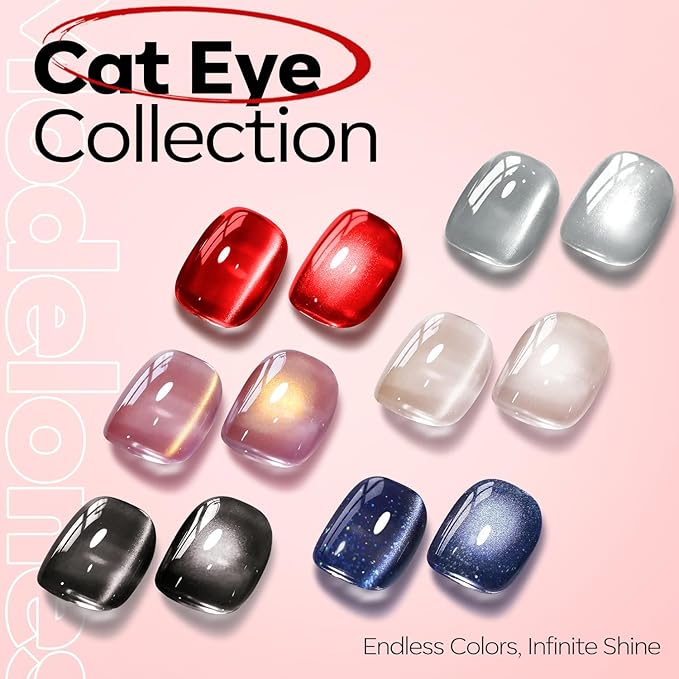 modelones Red Cat Eye Gel Nail Polish,15 ML Magnetic Glitter Holographic Red Ruby Glass Polish Reflective Jelly Translucent UV Gel Top Coat Manicure Art DIY Salon Gift for Girl Women