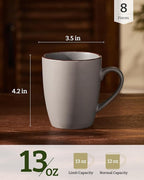 famiware Venus Coffee Mugs Set of 8, 13 oz Ceramic Stoneware Mug Cup Set | - Image 4