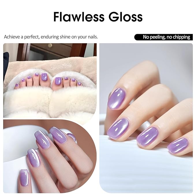 VENALISA Cat Eye Gel Nail Polish 1 Pcs 10ML Shimmer Purple Glitter Magnetic Gel Polish Soak Off Salon Manicure DIY at Home Nail Art For Girls Women