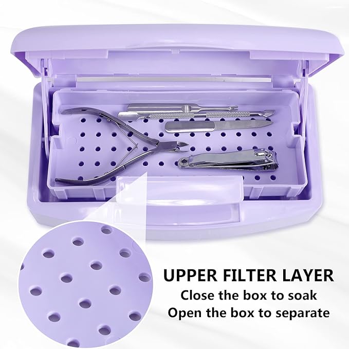 Plastic Sterilizing Tray,sterilization box,nail art tool sterilizer tray, Sterilizer Tray Box Nail Art Salon Sterilizing Too（Purple）