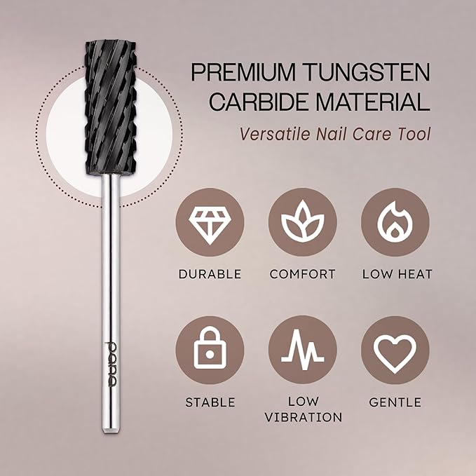 USA PANA Professional 3/32" Shank Size - Flat Top Small Barrel Carbide Bit - 5X Coarse Grit to Extra Fine Grit - Gold, Silver, DLC Black - Nail Drill Bit for Dremel Machine (3X Coarse, DLC Black)