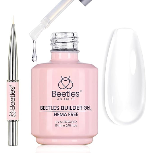 Beetles Builder Gel HEMA-Free-Sheer Breeze 0.5 oz 7 in 1 for Building Apex Strengthening Thickening Extension DIY Salon at Home for Beginner Sensitive Nails,Clear Builder Nails Gel Kit,UV Lamp Needed