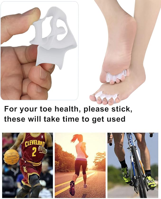 2Pairs Toe Separators Toe Spacers for Women Men to Correct Bunion, Relieve Feet Pain, Foot Alignment, Toe Straighteners for Hammertoes, Plantar Fasciitis (S, Women Shoe Size: 5-9, Men: 6-7)