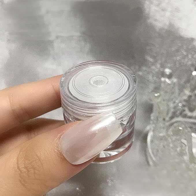 2PCS Moonlight White Chrome Nail Powder, Pearl Nail Powder High Gloss Mirror Effect Pearlescent Iridescent Glitters Powder for Nails Art Design 2 Colors