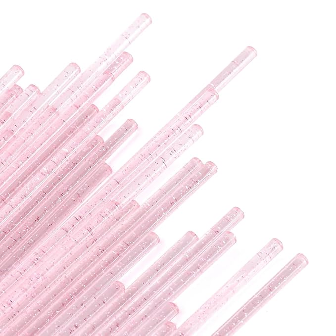 (400+300 Pieces) Pink Crystal Handle - 400 Cotton Swabs + 300 Brushes for Lash Extensions, Makeup (Simple Packaging)-(Crystal Pink)