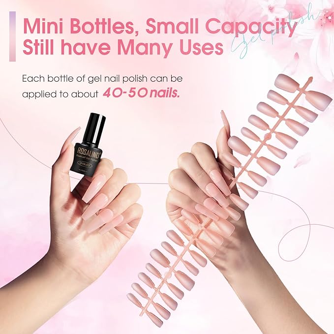 ROSALIND Jelly Gel Polish - 12 Colors Clear Translucent Gel Nail Polish Set Sheer Transparent Effect Soak Off UV Set Summer Nail Art Collection Manicure Gift for Women