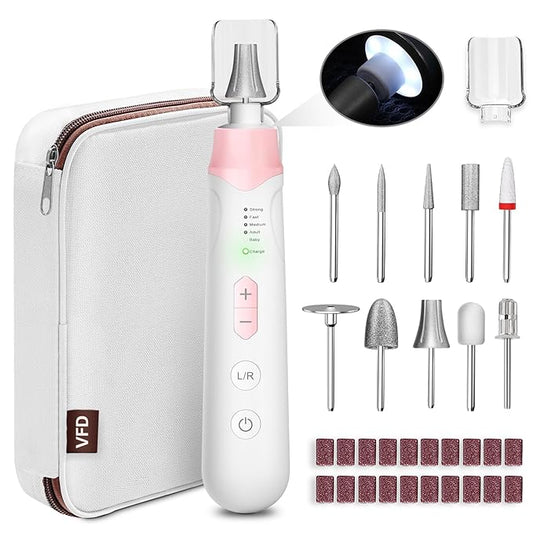 Electric Nail File Drill, Cordless 2000 mAh Rechargeable Nail Filer Electric, Portable Nail Dril Machine Drill for Nails Acrylic Manicure and Thick Toenails Buffer Grinder Care Professional (Pink)