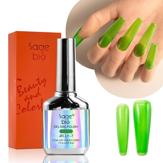 Jelly Gel Nail Polish, 15ml Semi-Transparent Gel, Glossy Finish, Vibrant Colors for DIY Manicures, Long-Lasting & Chip-Resistant