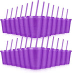 24 Pcs Plastic Tumblers with Lids and Straws, Reusable Cups with Lids Plastic by LEIFEOSH