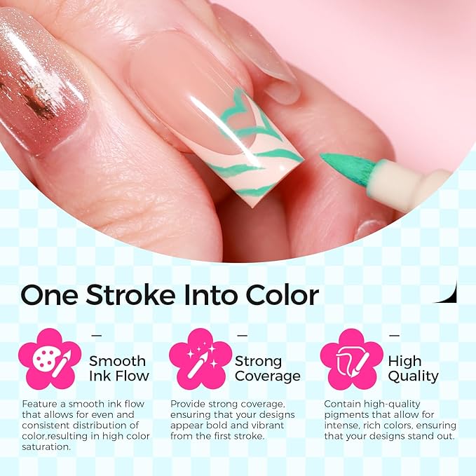 6 Colors Nail Art Pens, 3D Nail Polish Pens Set 0.7mm Quick-Drying Acrylic Paint Markers Dotting Liner Drawing Pens for Nail Design, DIY Home Salon Manicure Tools Halloween Beginners Gifts