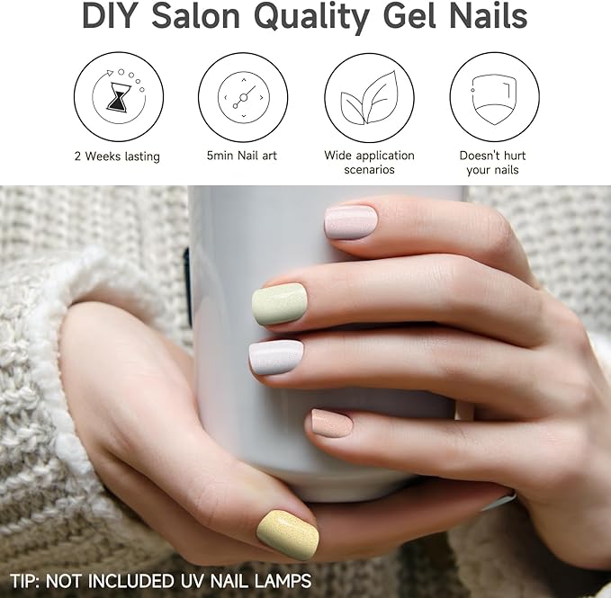 Semi Cured Gel Nail Strips, 28 pcs UV Gel Nail Stickers Full Nails Wraps for Women Home DIY Nails Art, UV Light Required(Colorful Rainbow)