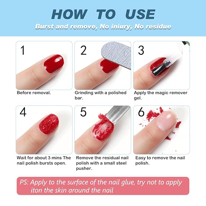 Nail Polish Remover - Easily & Quickly Remove within 3-5minutes｜Magic Gel Nail Polish Remover Without Damaging Nails｜Finger Nail Polish Removerr No Foil, Soaking or Wrapping Required - 0.5oz