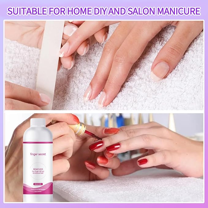 Nail Polish Gel Remover Kit with Glass Cup and 50 Cotton Pads - Professional Fingernail Polish Remover for Soak Off Gel&Artificial Nail.120ml/4oz