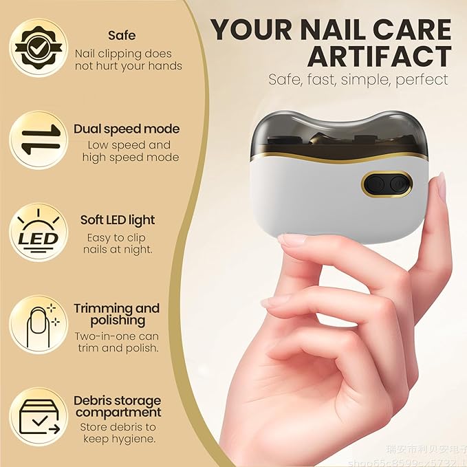 Electric Automatic Nail Clipper, Nail Clippers with Light Electric Nail Trimmer 2 Speeds Safe Automatic Nail Clipper Debris Clipping Storage, Suitable for Children, Adults, and The Elderly