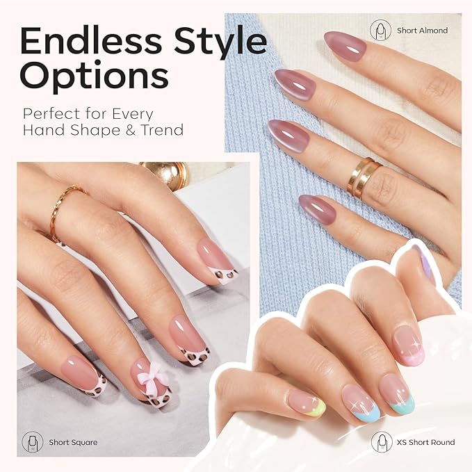 Modelones Short Almond & Square & Round Nail Tips - Multi-type 3 Styles Set Gel Tips Half Matte Full Cover Clear Acrylic Gel Kit Fake Nails for Extension DIY Salon 450Pcs 15Sizes