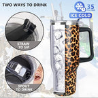 SYACOT 40 oz Tumbler with Handle and Straw Stainless Steel Insulated Tumbler - Image 3